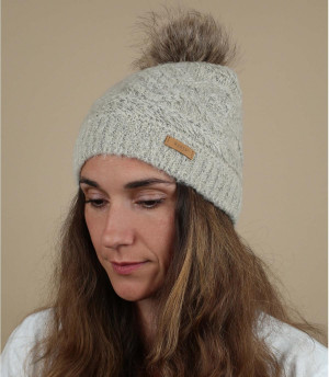 beige beanie fur pompom Antonia Beanie cream